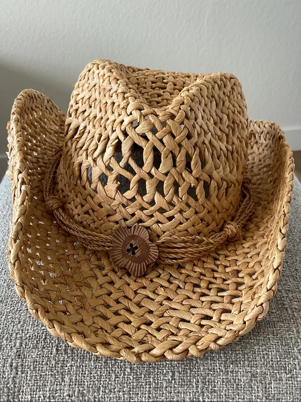 🤠 CONNER Women's Tan Woven Straw Cowboy Hat with Braided Band